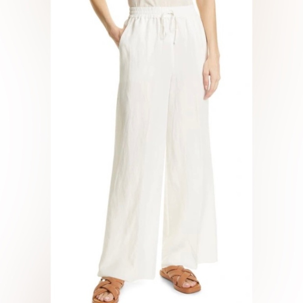 Elegant Gab White Women's Drawstring Wide-Leg Luisa Pants. KOBY HALPERIN.